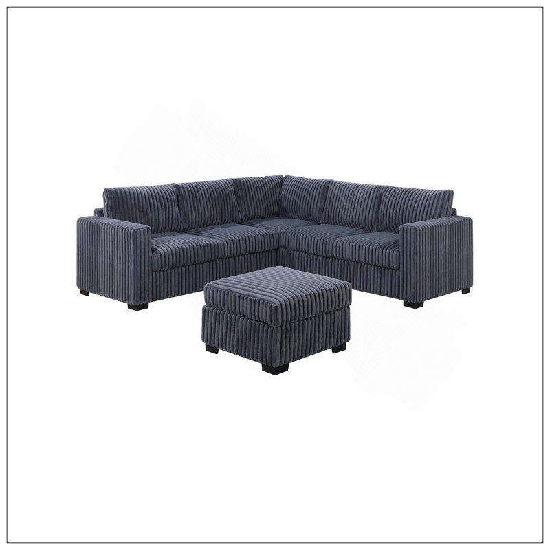 Magnifique ensemble de conversation modulaire 4 pièces avec repose-pieds gris foncé, Gris foncé