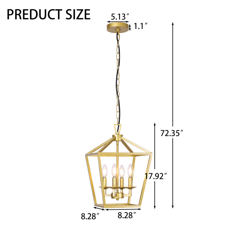 Luminaire suspendu géométrique à 4 lumières Dobson, Or doux