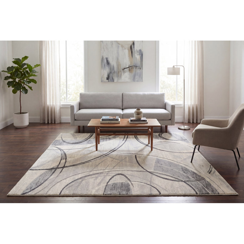 Thurner 63972-6696 Crème / gris / gris foncé, Rectangle 5 pi 3 po x 7 pi 7 po