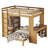 Full XL/Full over Twin Bunk Bed with Dismountable Lower Bed, Desk, Shelves & Wardrobe, Convertible Loft Bed, Natural-1342787180-1342787182
