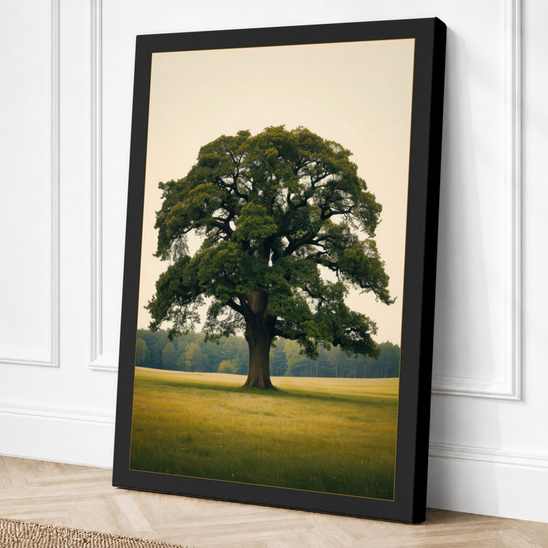 Solitary Oak Scandinavian - Wrapped Canvas, Black Border, 30x20 - 76.2 x 50.8 cm