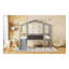 Lit mezzanine simple avec glissoire, échelle et panneau noir - Structure de lit superposé pour enfants en bois massif gris