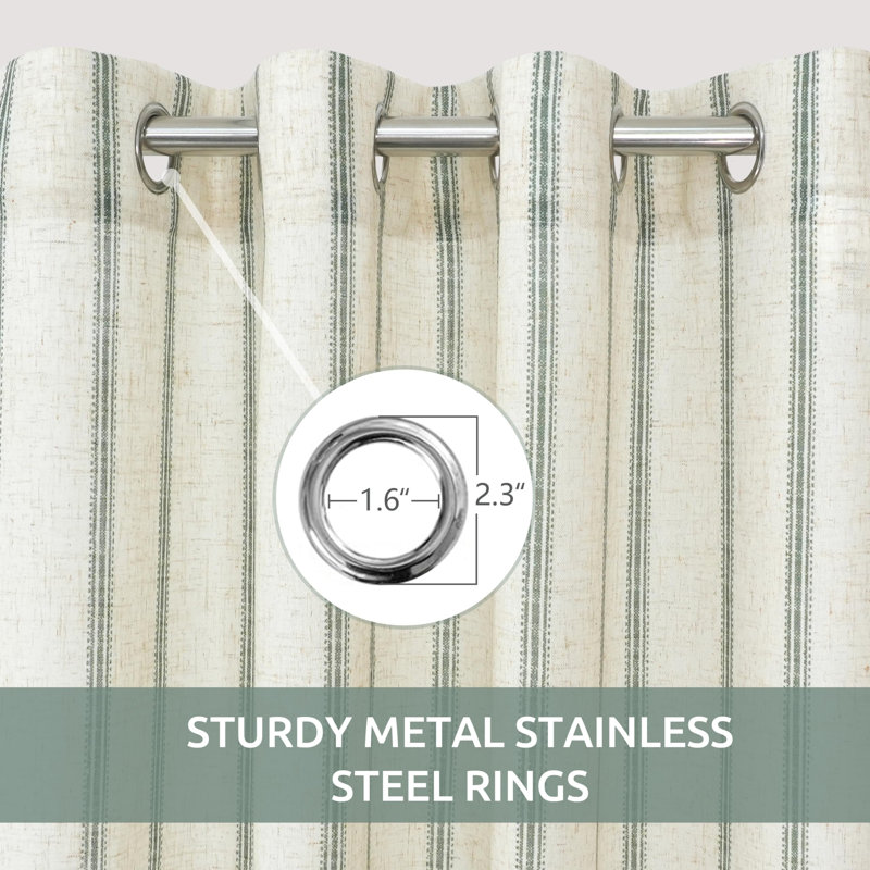 Jeanenia  Farmhouse Vertical Striped Linen Blend Textured Light Filtering Semi Sheer Curtains for Living Room Bedroom