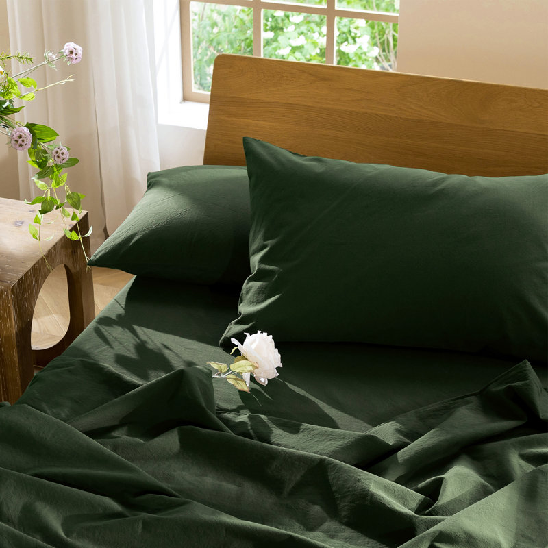 Fermeture de l'enveloppe des taies d'oreiller MooMee, Standard (20 po x 26 po), Vert forêt