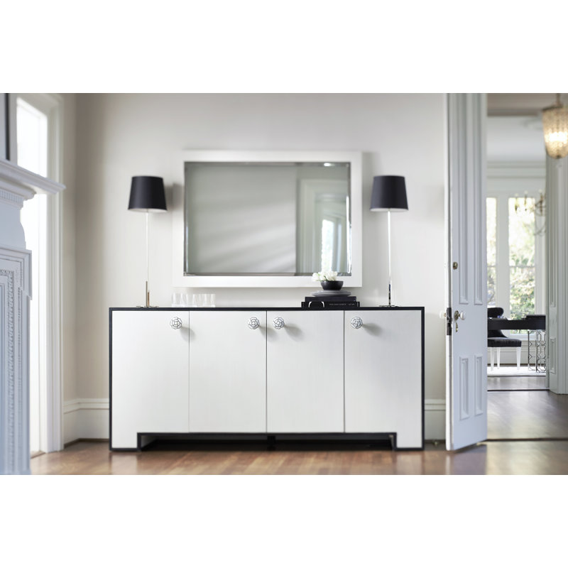 Eggshell and Onyx Two-Tone Sideboard with Nickel Hardware