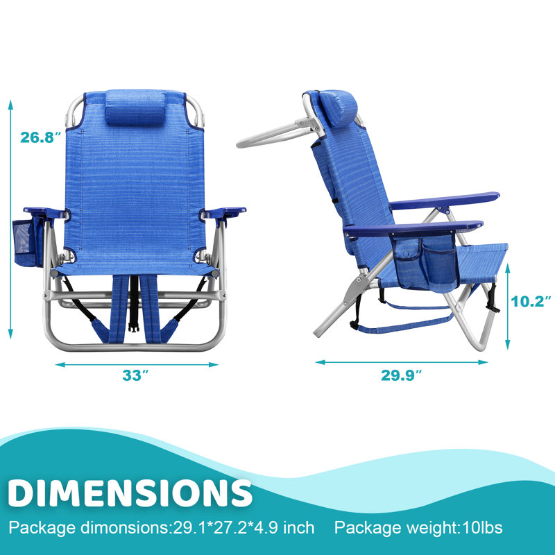 Chaises de plage Berget, chaise de camping pliante robuste, Bleu foncé