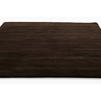 Tieg Hand Loomed Wool Blend Solid Brown Area Rug 5' X 8'