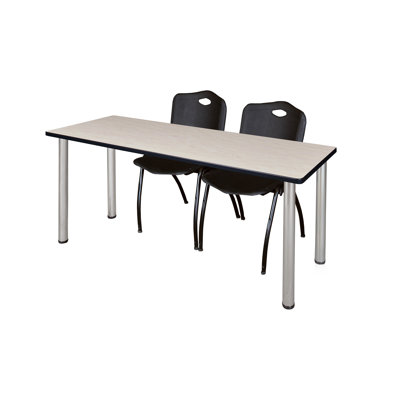 Regency Kee 66 X 24 In. Training Table- Grey Top, Chrome Legs & 2 M Stack Chairs- Blue