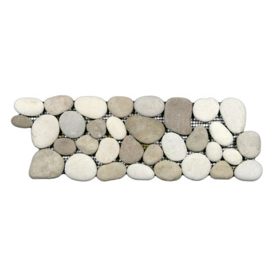 CNK Zambezi Natural Stone Listello Tile Pebbles Rocks Design Multi-Color Water-Resistant - 4" x 12"