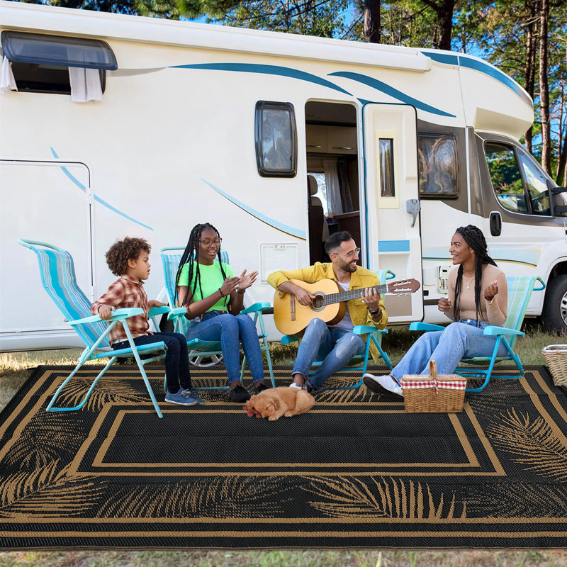 Tapis d'extérieur imperméable pour l'extérieur, Beige, Rectangulaire 8 pi x 10 pi