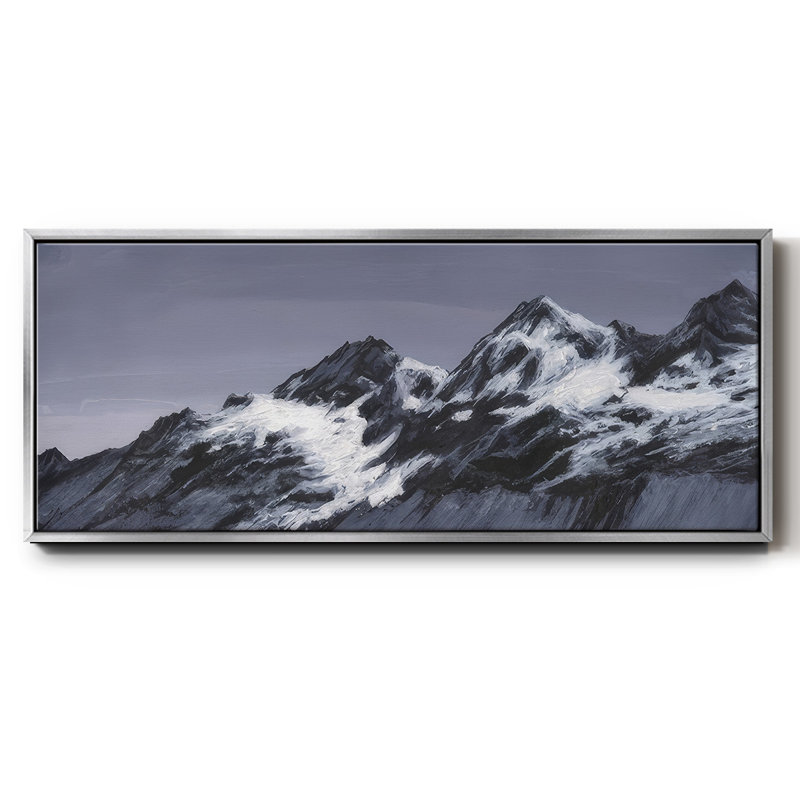 Moonlit Mountain Range II - Framed Canvas, 8" H x 20" W