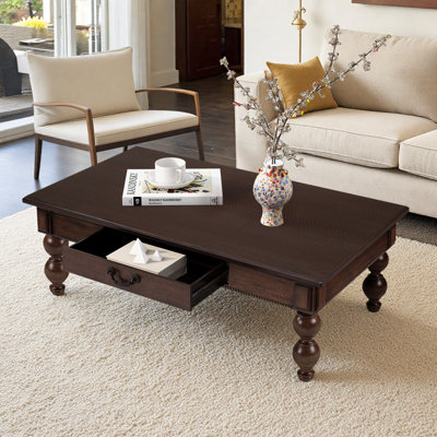 Table basse rectangulaire en bois avec tiroir de rangement