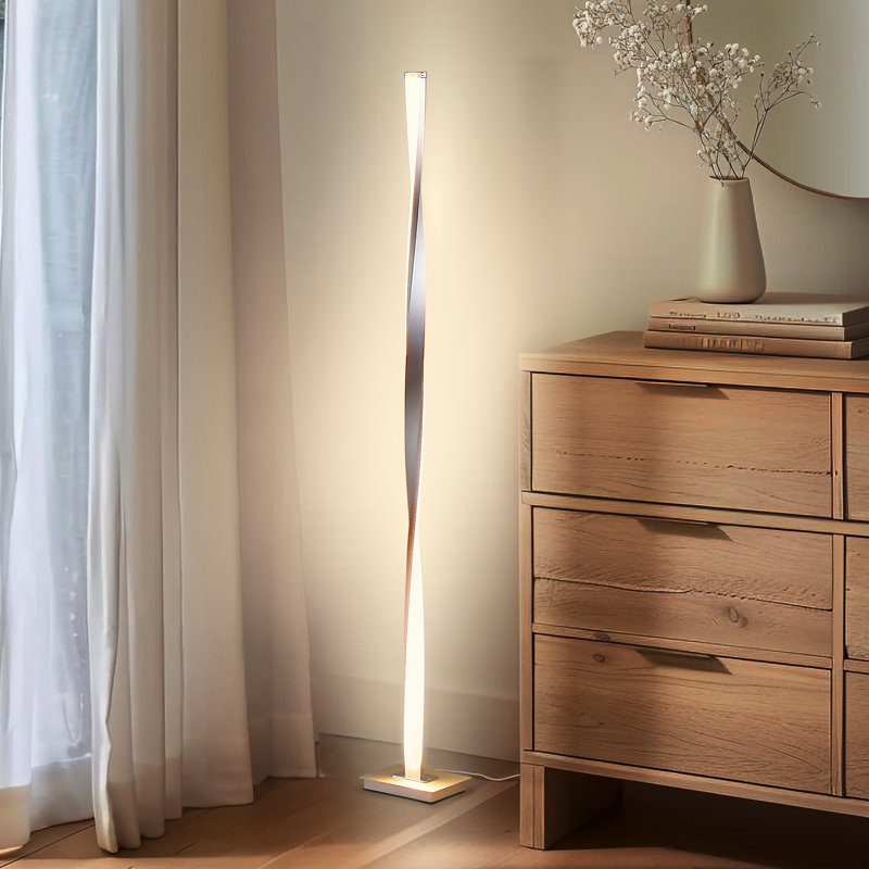 Helix 48 in. Industrial LED Floor Lamp with Built-In 3-Way Dimmer, Silver