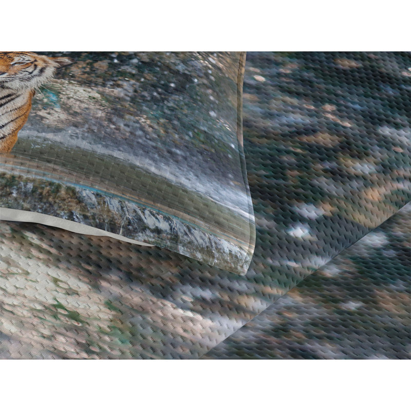 Exotic Wildlife Tiger Print Twin Bedspread Set