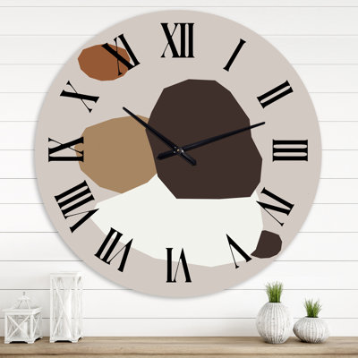 Minimal élémentaire organique et géométrique compostions dans des tons de nature II - horloge murale moderne