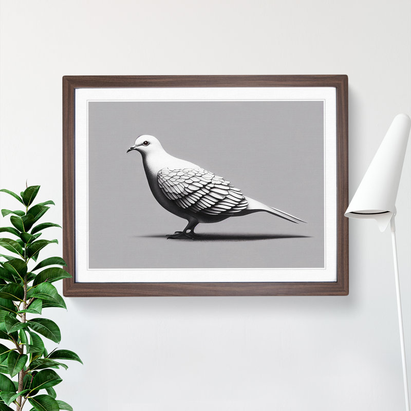 Blessed Dove Bird - Framed Print, 25cm H x 34cm W x 2cm D, Walnut