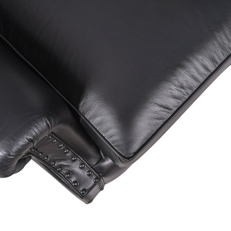 Genuine Leather Upholstered Armchair in Black