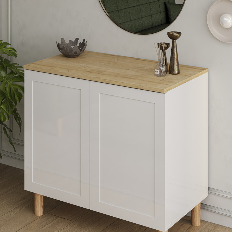 Boli Sideboard , White/Oak, Single