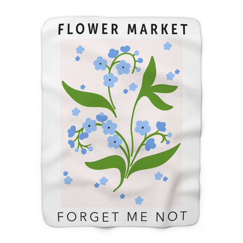 «Flower Market Forget Me Not» - couverture en sherpa de qualité supérieure - reproduction d'art luxueuse, Grand lit