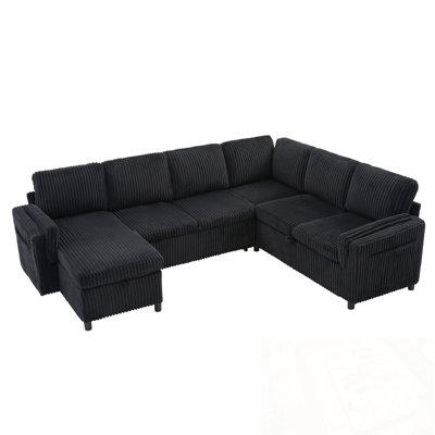 U-shaped Sofa with USB Ports and Storage