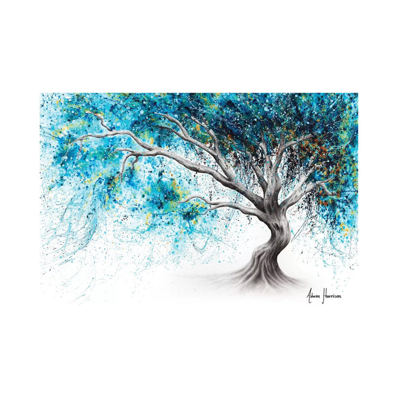 Blue Crystal Dream Tree by Ashvin Harrison - Wrapped Canvas Painting, 20.32 cm H x 30.48 cm W