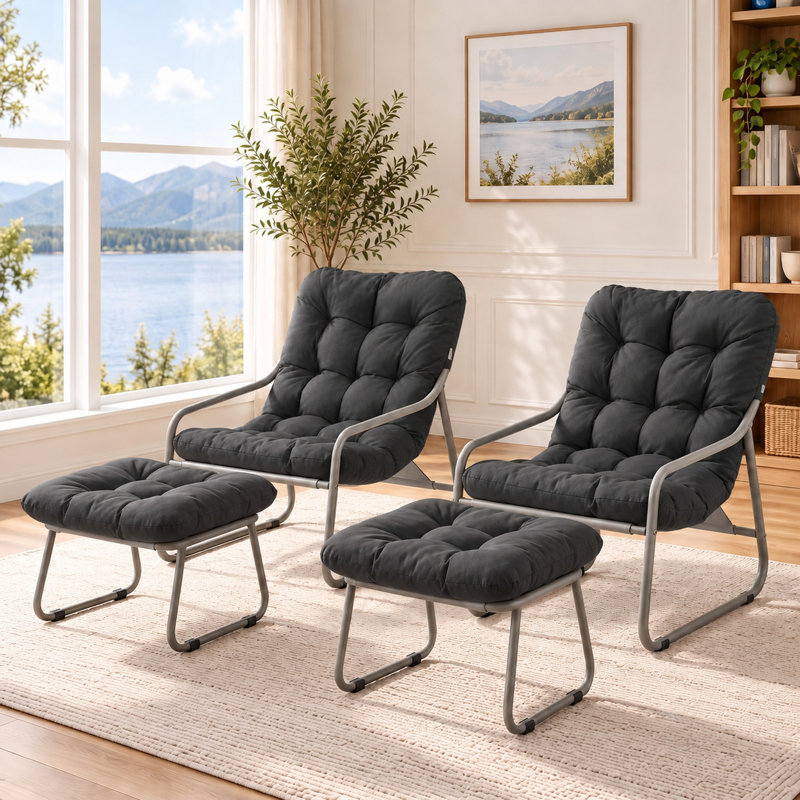 Ensemble de chaises longues avec coussins pour le salon Modern, Grey