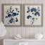 Bleu marine et feuilles de lin II, toile encadrée de qualité supérieure - prête à être accrochée-891490073-891490072