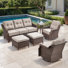 Ensemble de meubles de patio en osier 6 pièces Sami, fauteuils coulissants pivotants 360 ° ultra épais de 6 pouces et repose-pieds multifonctionnels