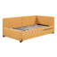 Lit de jour avec couchette simple en tissu de lin jaune, structure, aucun sommier tapissier requis, gigogne, lin, lit pratique et élégant-1033944035