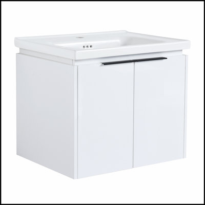 Meuble-lavabo à fermeture en douceur 24 po avec lavabo, parfait pour les petits espaces et les décors modernes