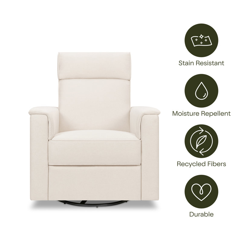 Willa Deluxe Power Recliner and Swivel Glider with Heat and Massage, Performance Cream Eco-Weave