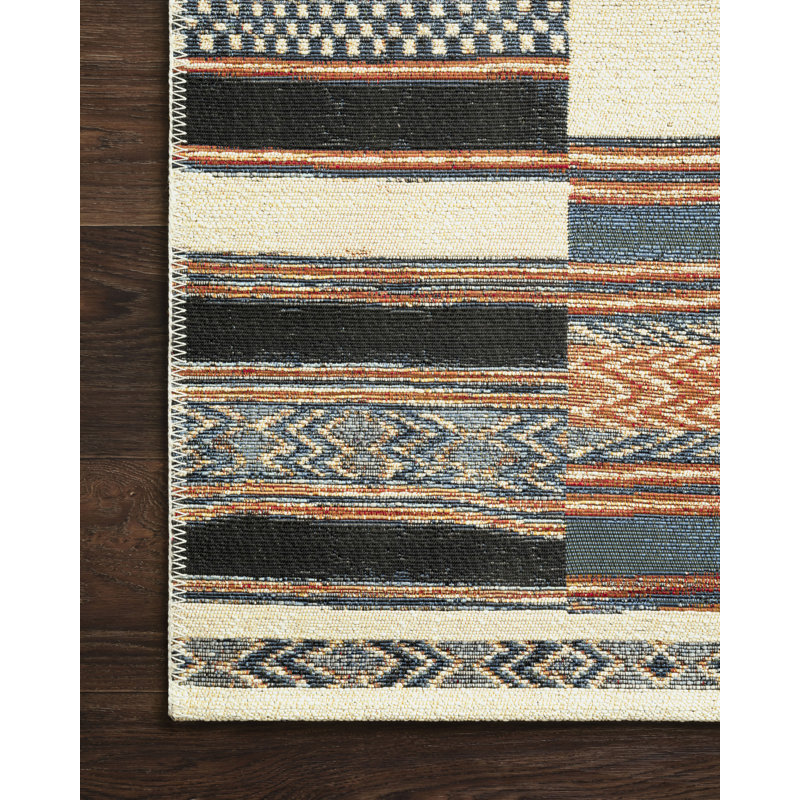 Tapis noir rayé Amesha
