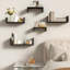 Ensemble de 5 tablettes murales flottantes minimalistes, rangement et décoration de maison multi-pièces, bois noir