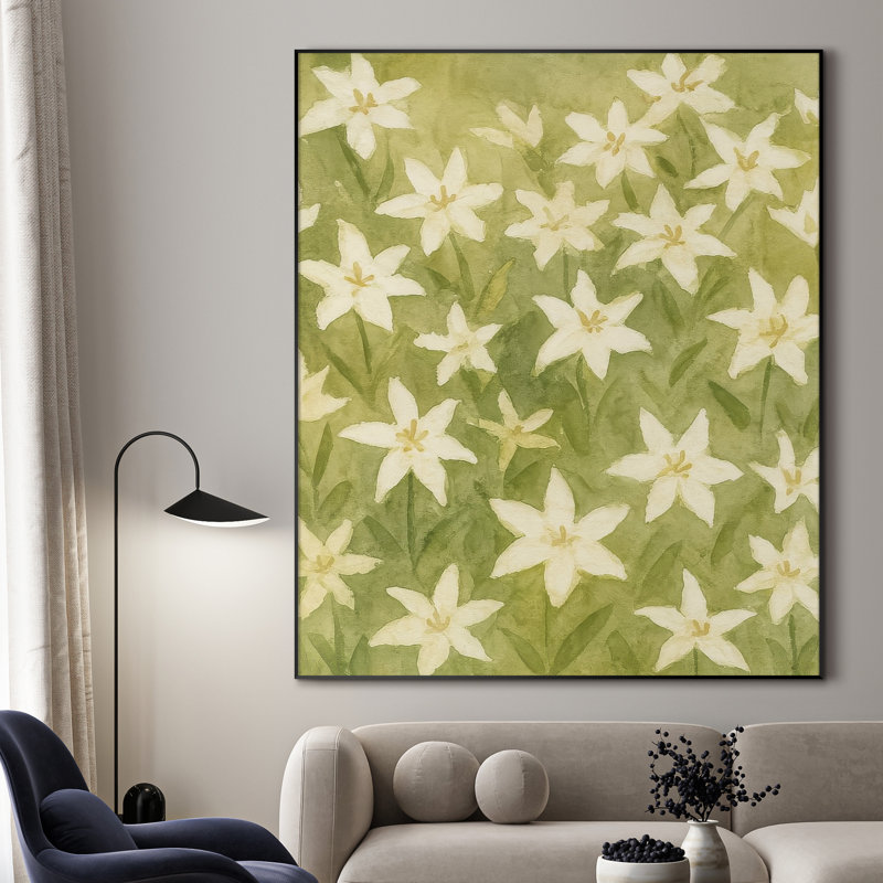 Très grande reproduction d'art sur toile - Fleurs, botanique, œuvre d'art, décoration pour le salon ou la chambre à coucher - «Assemblage requis du cadre (cadre non fini)»