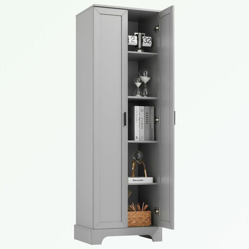 Freestanding Bathroom Cabinet with Two Doors and adjustable shelves, Grey