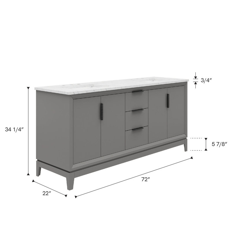 Elizabeth 72'' W Double Vanity, Cashmere Gray
