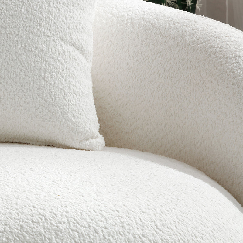 Canapé incurvé moderne Yazgur Boneless, Bouclé blanc crème, 26.9" H x 93.6" W x 41.3" D