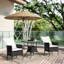 Ensemble bistro de patio 3 pièces - Sièges élégants avec fonction inclinable, table basse rustique, housses de coussin amovibles, chaises de jardin en matériau imperméable, inclinaison par bouton, coffre-fort à lattes avec système de drainage
