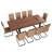 87" Wood Dining Table Set With PU Leather Upholstered Dining Chair-116617901-123060574