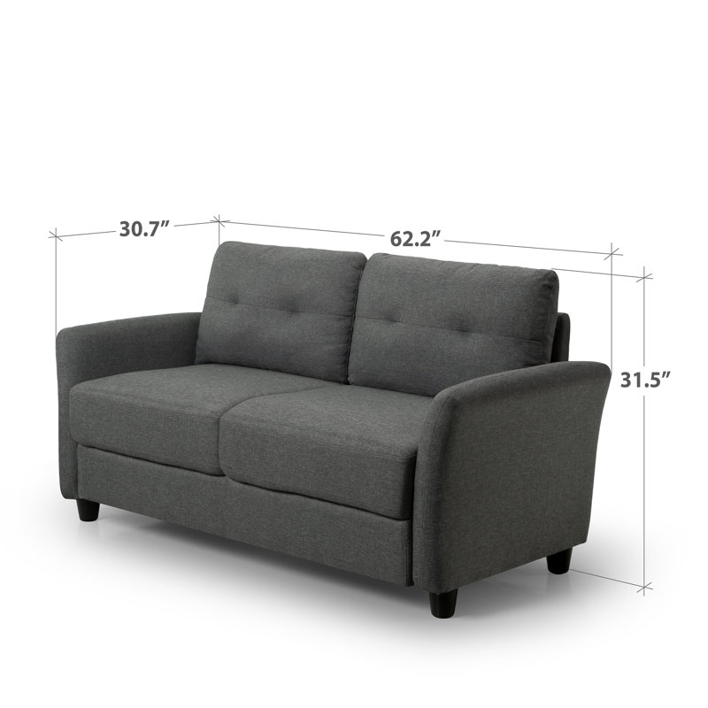Helsel Upholstered 62.2'' Loveseat, Dark Grey Polyester