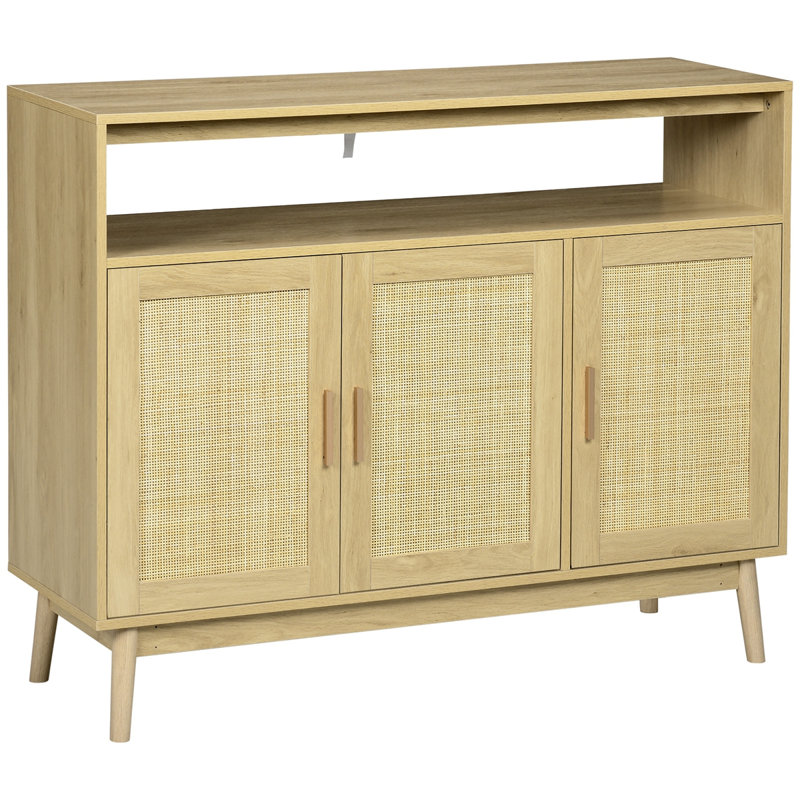 Buffet avec portes en rotin Boho