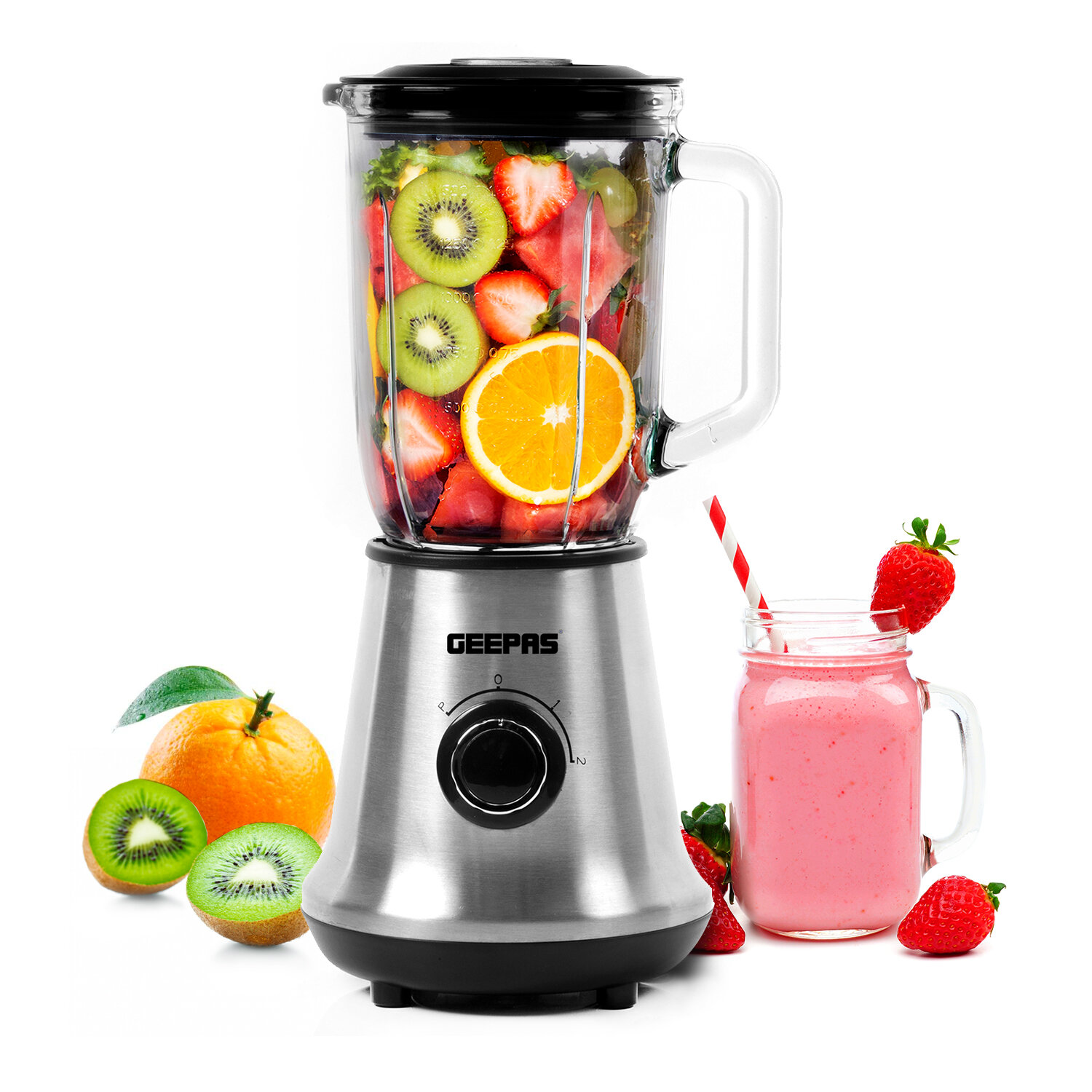 Geepas Electric Blender Smoothie Maker Food Jug 500W - 500W Grey