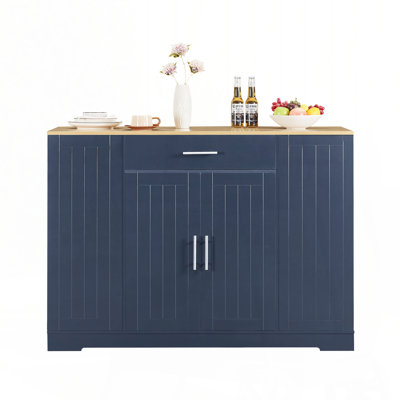 53'' Kitchen Storage Islands with Drawers and Trash Can Storage for Kitchen & Dining. Modern Farmhouse Design, Navy Blue, 53.2"W x 20.9"D x 38.0"H.