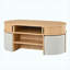 Table basse multifonctionnelle ovale avec rangement caché et 4 tabourets gigognes en tissu, ensemble de salon peu encombrant U-Can