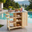 Îlot de cuisine extérieur pliable avec roulettes verrouillables, armoire de rangement et porte-serviettes-125426713