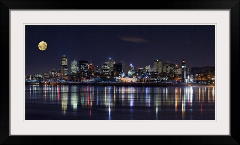 Straub Montreal's Night - reproduction de photo, H 20 po x l 32 po x p 1 po, Cadre noir