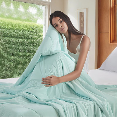 Couverture rafraîchissante en soie Bedsure - duvet synthétique, refroidissement Q-Max 0,396, matelassage de pente de ski, Oeko-Tex