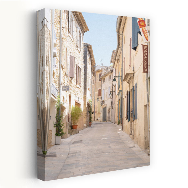«Provencal Village Street Classic Rustic Serene Architecture Summer», art mural, H 24 po x l 16 po