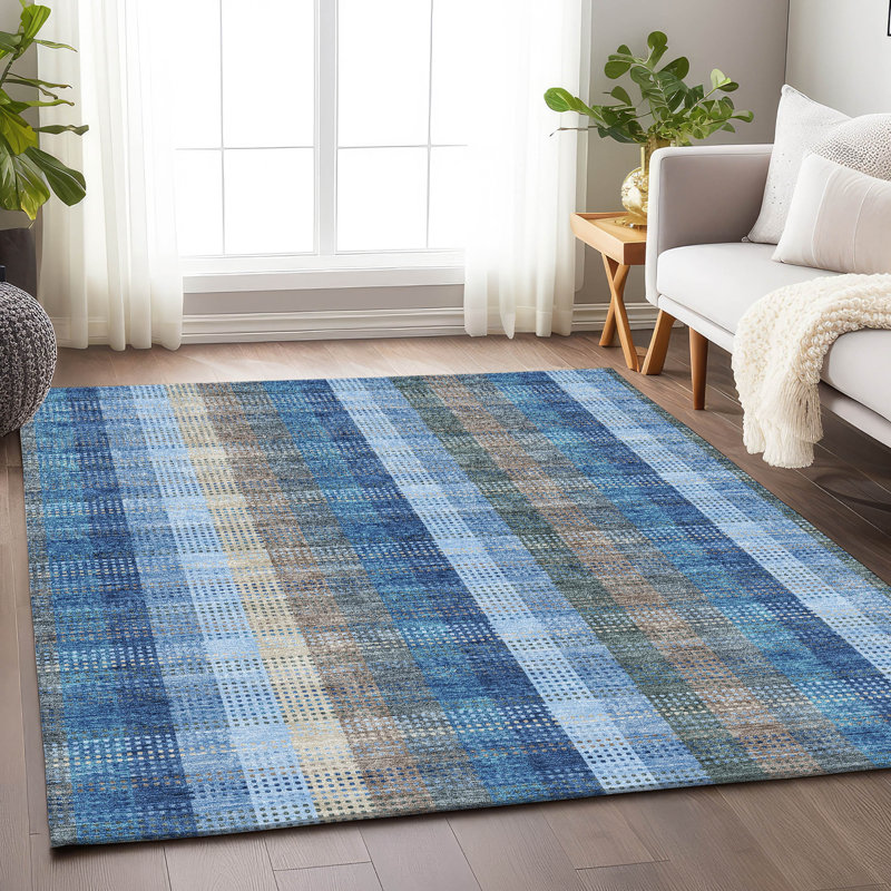 Premium Machine Washable Prisco Denim Rug, Rectangle 10' x 14'