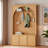 Retro Arched Hall Tree With Adjustable Shelves, Bench, Cabinets, Coat Rack And Open Shelving-1521901445